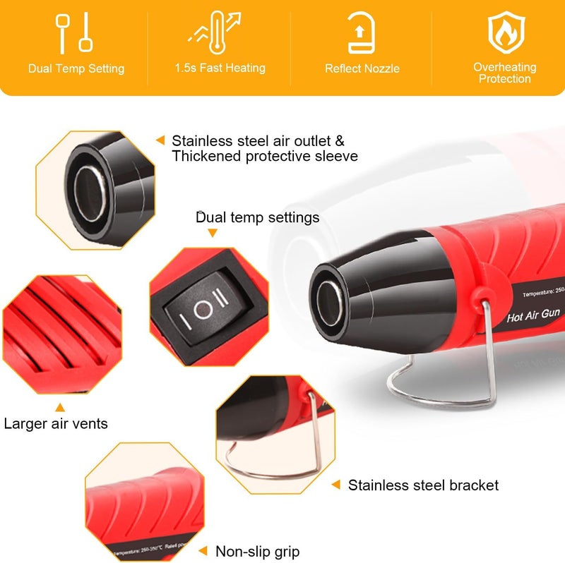 LDK Heat Gun for Crafting, Mini Dual Temp Hot Air Gun Tool with Reflector Nozzle for Epoxy Resin, Shrink Wrapping, Vinyl Wrap, Embossing, Electronics, Candle Making, Phone Repair & DIY - Image 5